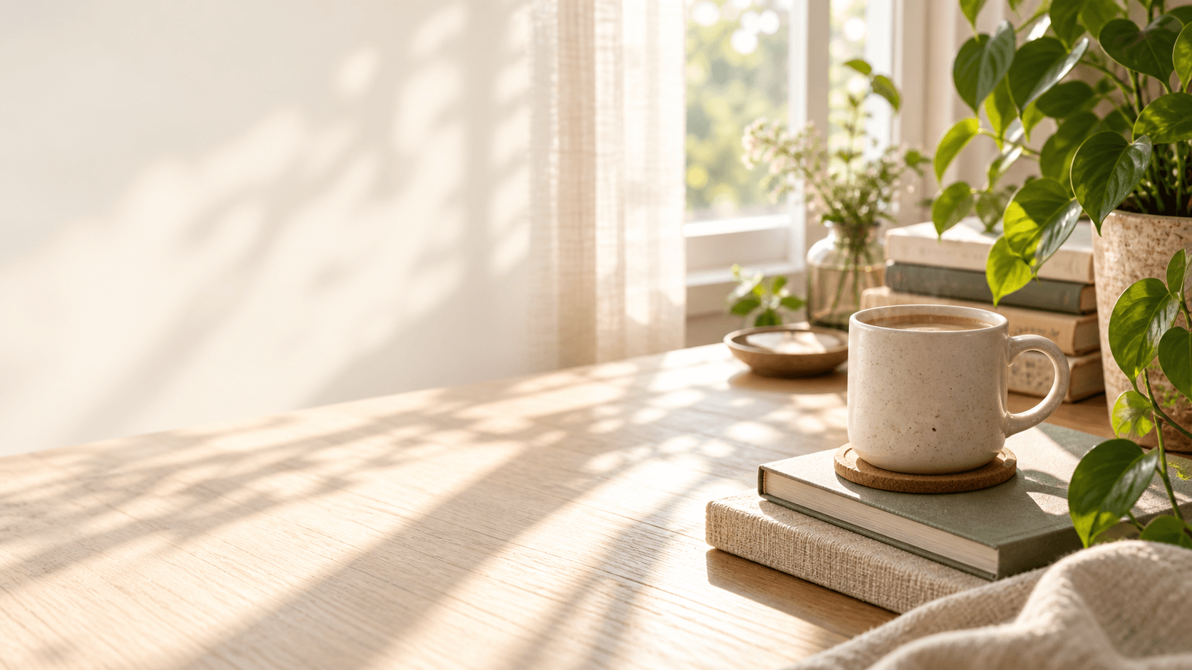 Fazcoded storefront visual with books, a mug and greenery